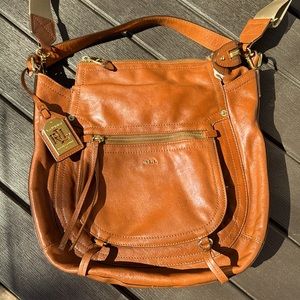 RALPH LAUREN HUMPHREY HOBO BAG BROWN LEATHER
